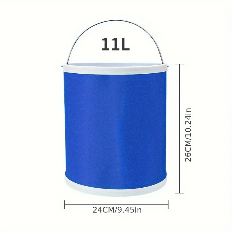 1pc 11L Portable Folding Car Wash Bucket, Travel Folding Bucket, Foldable Carrying Basket, Outdoor Fishing Bucket