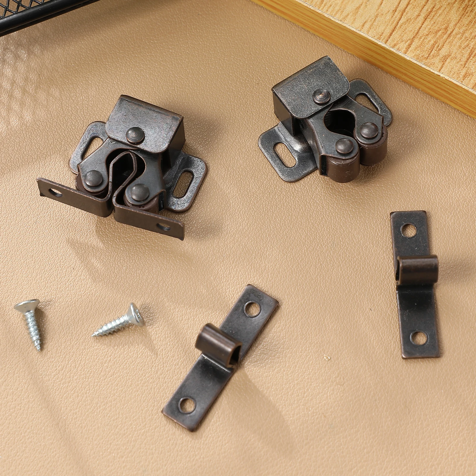 

8 Sets Double Roller Catches Cabinet Latches Magnetic Locks for Drawer Rv Door Iron Hardware Storage Boxes Furniture