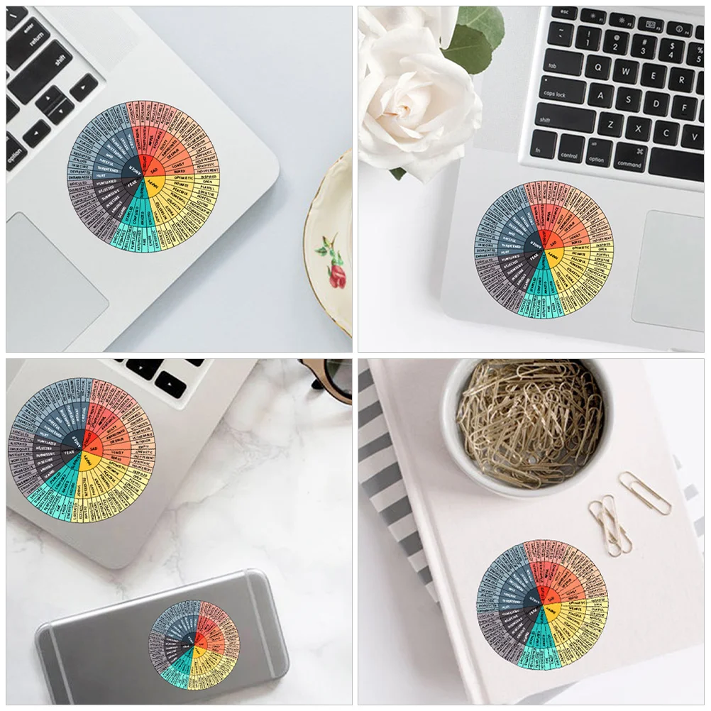 

8Pcs Feeling Wheel Sticker PVC Material Laptop Computer Phone Case Decal Colorfast Self-Adhesive Scrapbooking Decorative