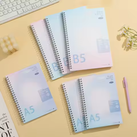 Gradient Spiral Notebook A5 B5 Pastel PP Cover Grid/Lined/Blank Pages 70GSM Paper Aesthetic Stationery for School Office Journal