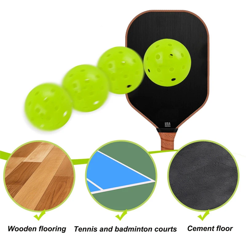 Pickleball de colores para interiores, 6 piezas, 26 agujeros, práctica duradera, entrenamiento y entretenimiento, juego deportivo