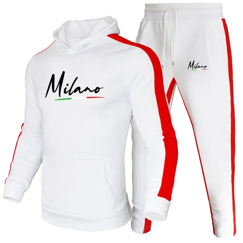 Модный мужской спортивный костюм с принтом, повседневная толстовка с капюшоном, спортивные штаны, комплект для спорта на открытом воздухе, бега, мужская одежда, спортивная одежда для фитнеса