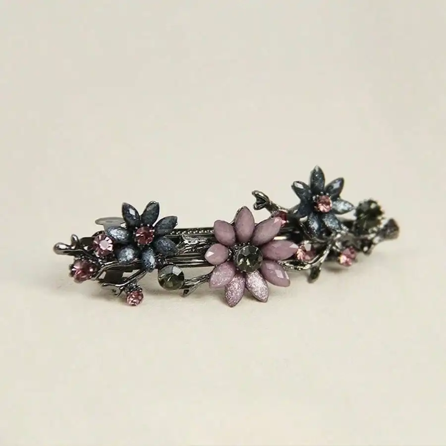

1PC Rhinestone Flower French Clip Tiara, Elegant Valentine's Day Hair Claw, School Hair Accessory For Women