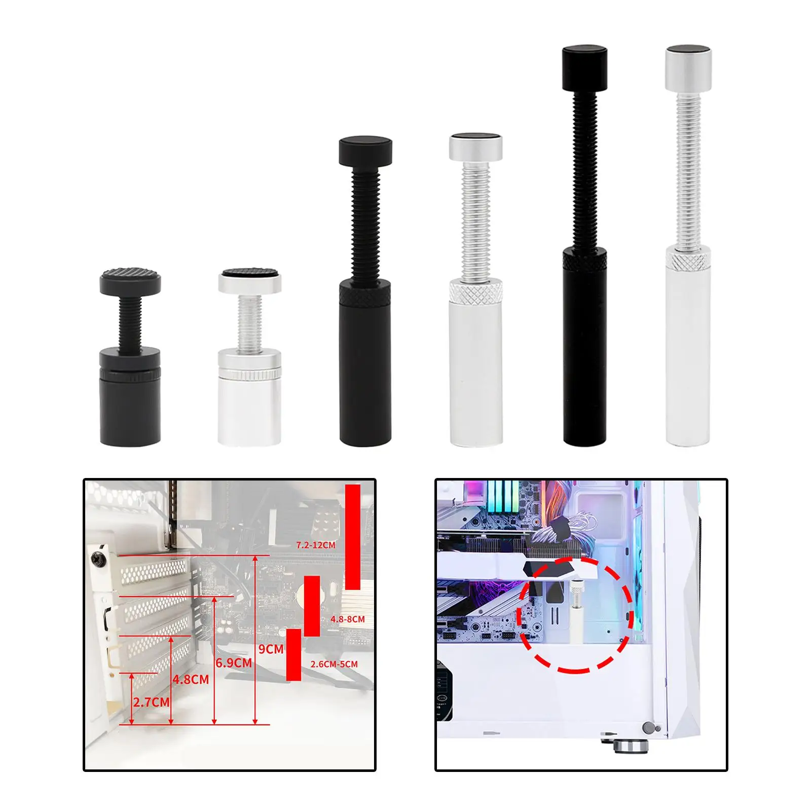 グラフィックスカードホルダー磁気吸引耐久性のある高さ調整可能コンピュータ用