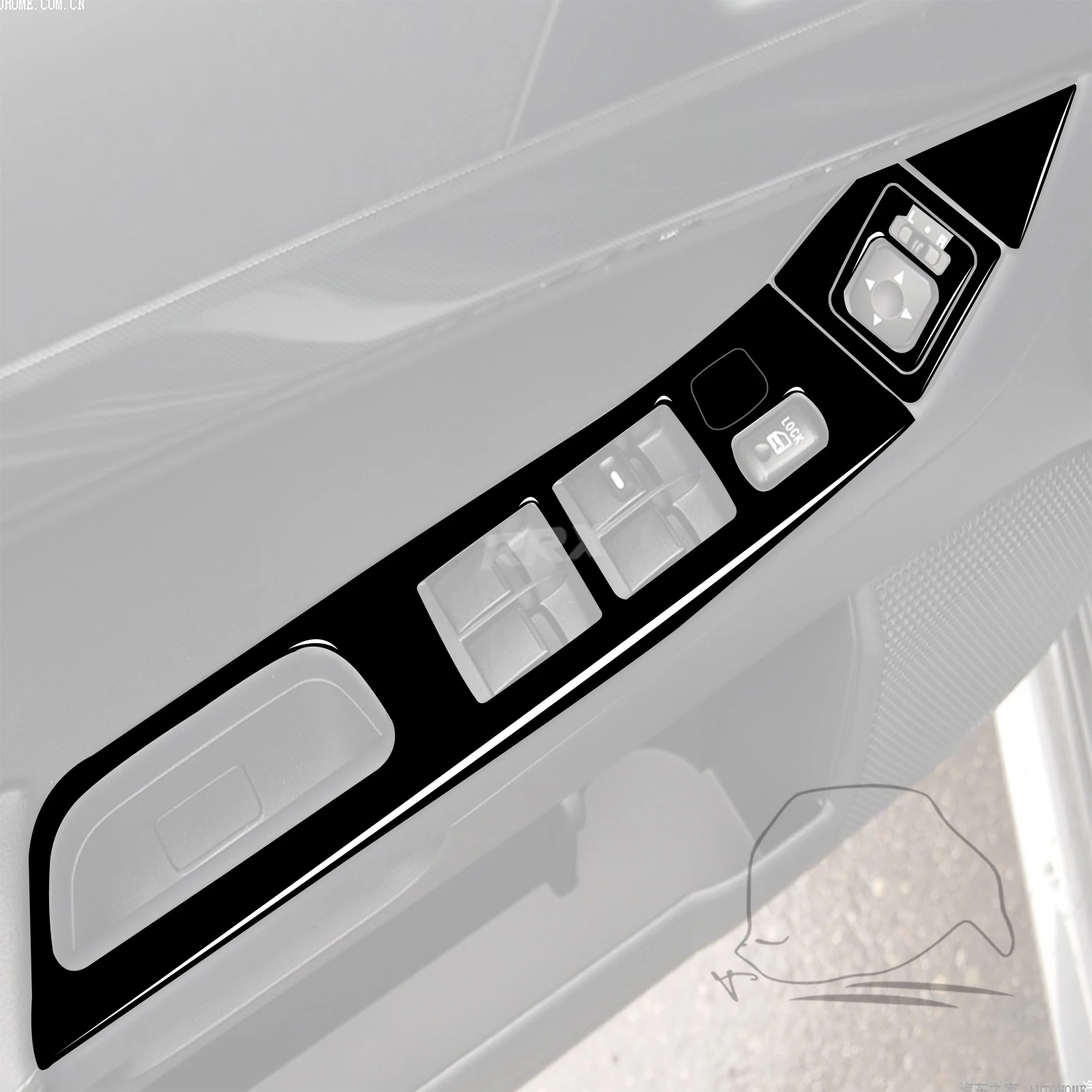 For 2008-2015 Mitsubishi Lancer EVO Gloss Piano Black Power Window Switch Lift Control Panel Cover Bezel Trim Decor Sticker 9PCS