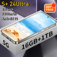 2025 S+ 24 Ultra Original Cellphones 4G 5G Dual SIM Smartphone 7.3HD Cell Phone 7800mAh Android 14 Global Version Mobile Phones