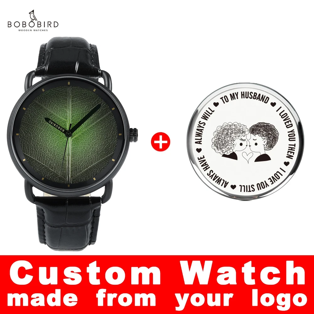 Leaf Dial Men's Watch BOBOBIRD Japan High Quality Quartz Movement Men's Wristwatches Luminous Function Customized Birthday Wish