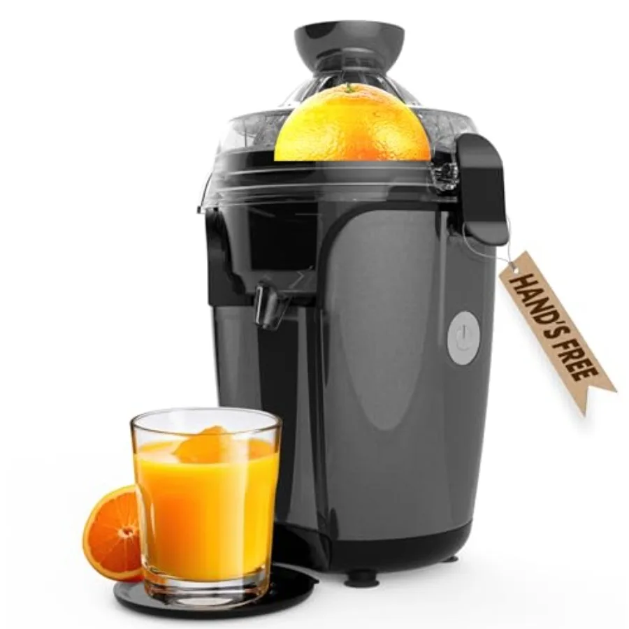 

Hands-Free Electric Citrus Juicer Machine for Orange Lime Grapefruit Lemon Squeezer with 2 Cone Sizes in Gray Easy to Clean