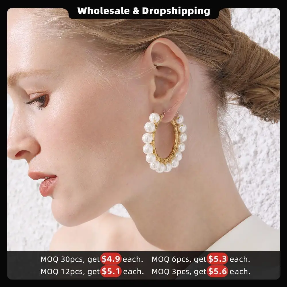ENFASHION Pearl Hoop Earrings For Women Gold Color Statement Big Circle Hoops Earings Fashion Jewelry Aros De Moda 2020 E191099