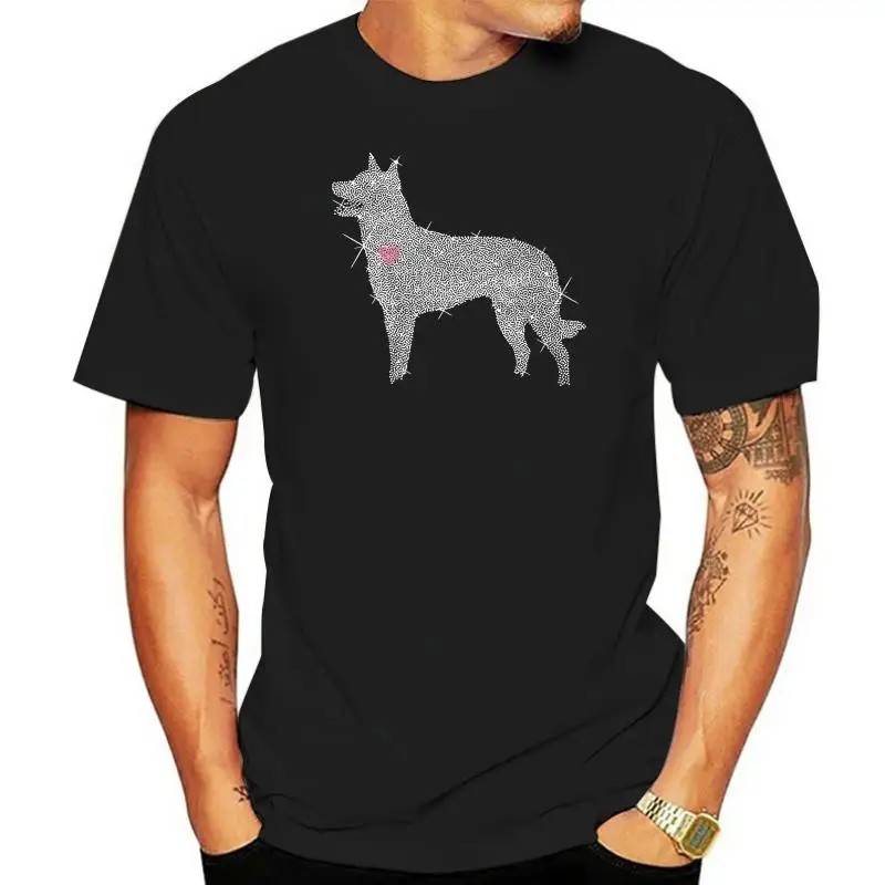 australian kelpie tshirt i love australian kelpie with blin Men Fashion Print T-Shirt men T-shirt