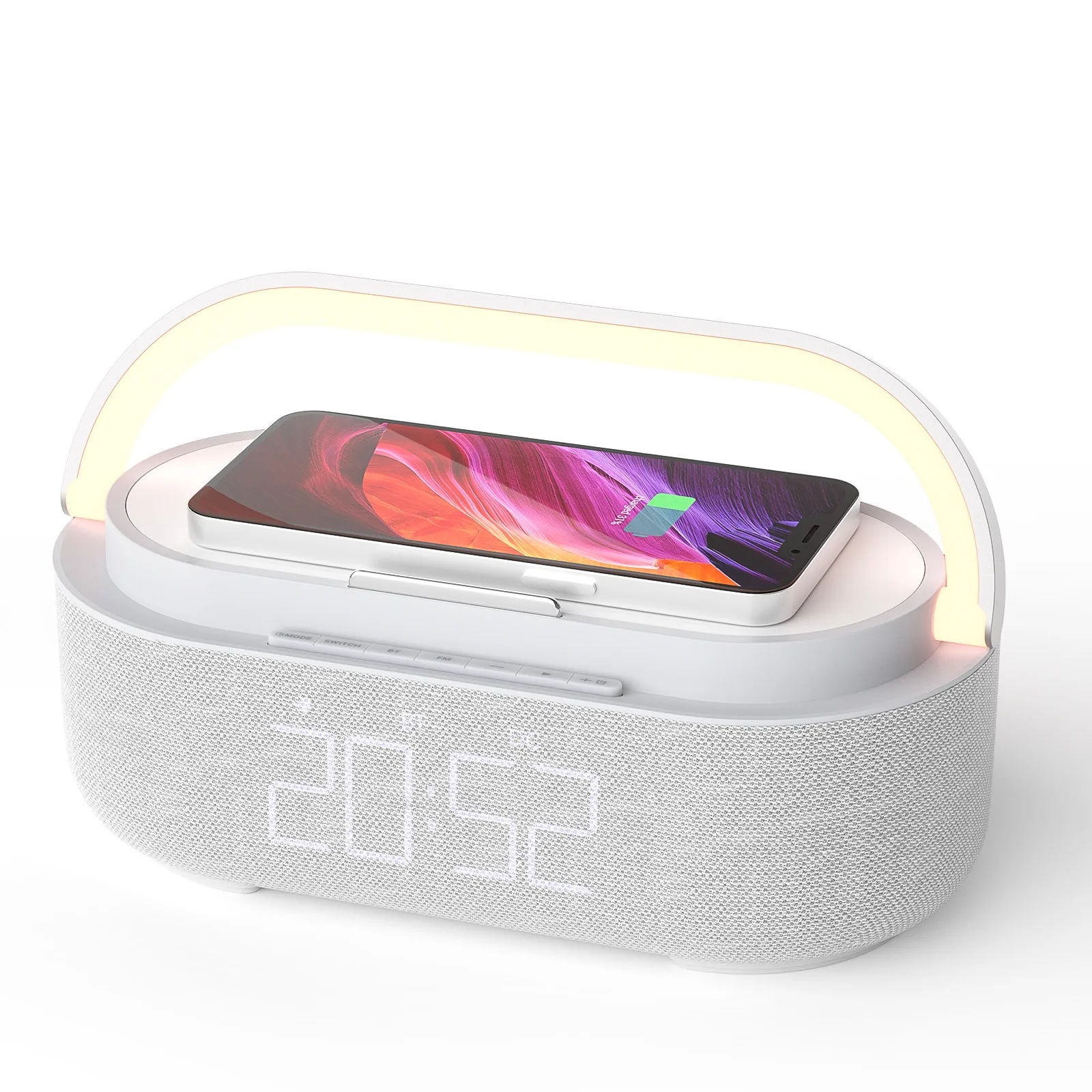 Radio Alarm Clock Digital Wireless Charger Adjustable LED Night Light Bluetooth SpeakerUSB Charger Wireless Speakers for Bedroom