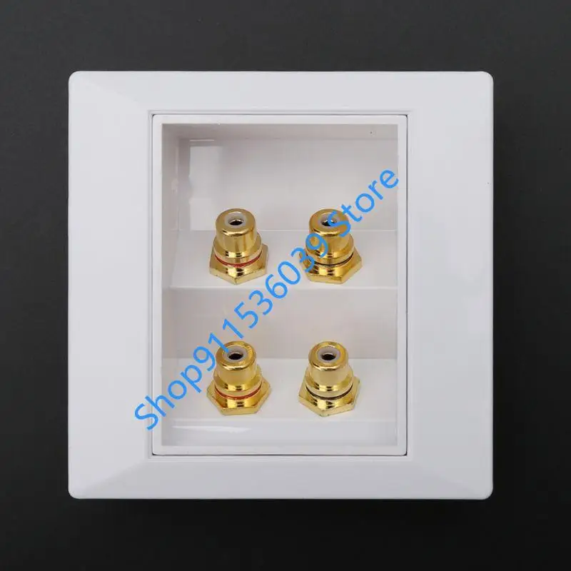 1pcs 2 Way Copper Core RCA Terminal Wall Panel Plate Input Phono Chassis Socket Audio Adapter