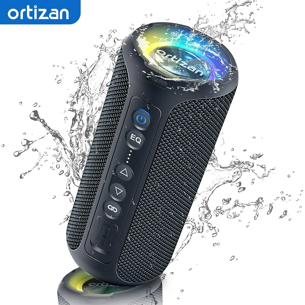 Haut-parleur Bluetooth portable Ortizan X8 Pro, son puissant de 40 W et basses améliorées, étanche IPX7, appairage TWS, lumières RVB, 3 modes EQ, entrée TF/AUX, haut-parleurs sans fil Bluetooth 5.3