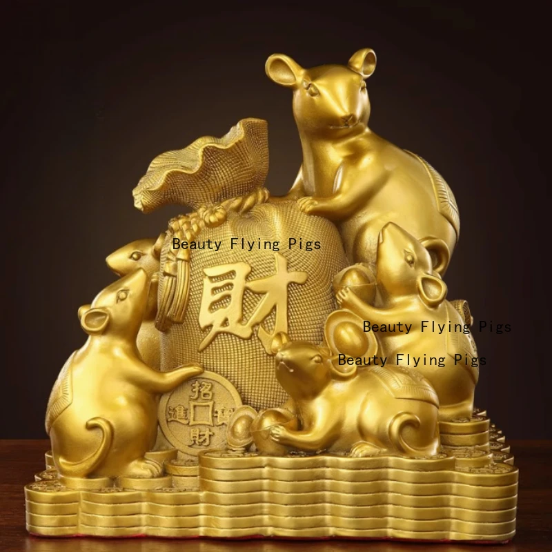 

1pc Metal mouse ornament Zodiac Rat Office Feng Shui Decoration Chinese style Home desktop decoration Simulated animal model