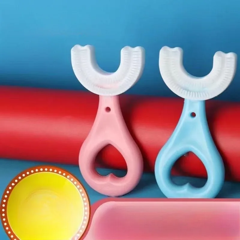 

U Shaped Toothbrush Baby Toothbrush Food Grade Soft Silicone Brush Head 360 Oral Cleaning Design Manual Training Toothbrush