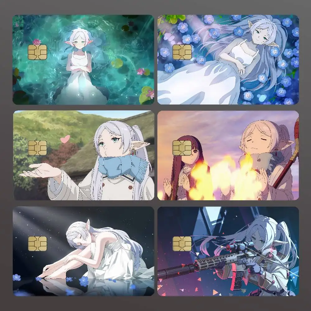 Anime F-FrierenS Credit Skin Cover Card Stickers 4PCS Film Bus Pass Front Decoration Bank Debit Waterproof