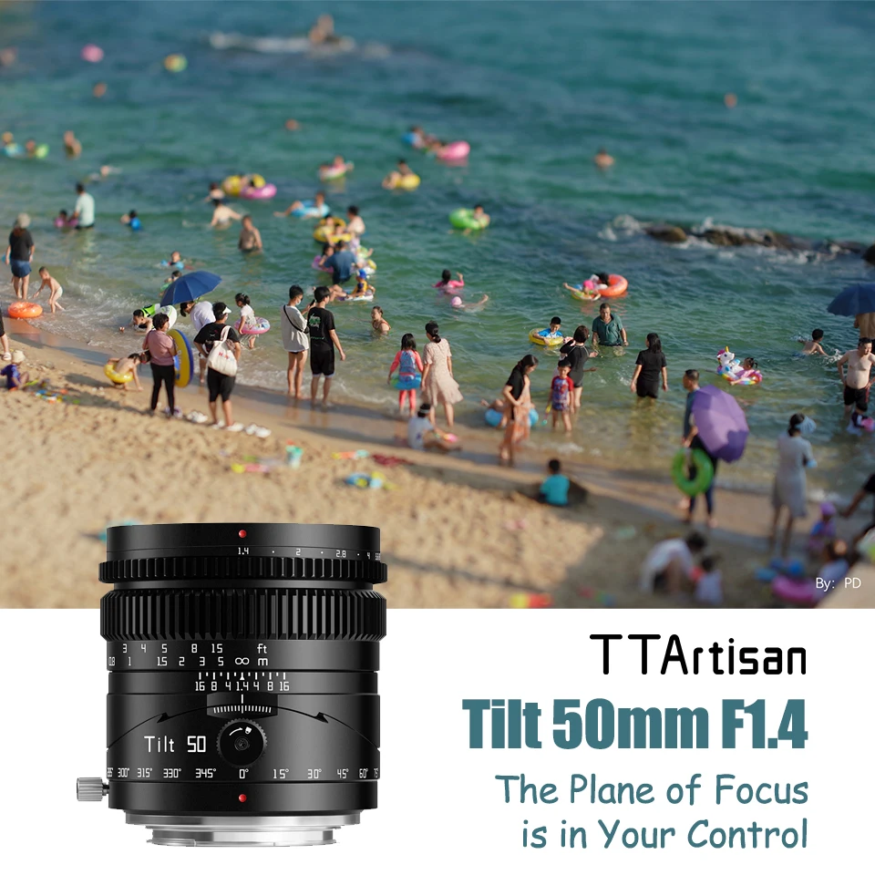 TTArtisan Tilt 50mm F1.4 MF Full Frame Camera Lens for Studio Photography Compatible with Sony E Nikon Z Fujifilm XF M43 L-mount