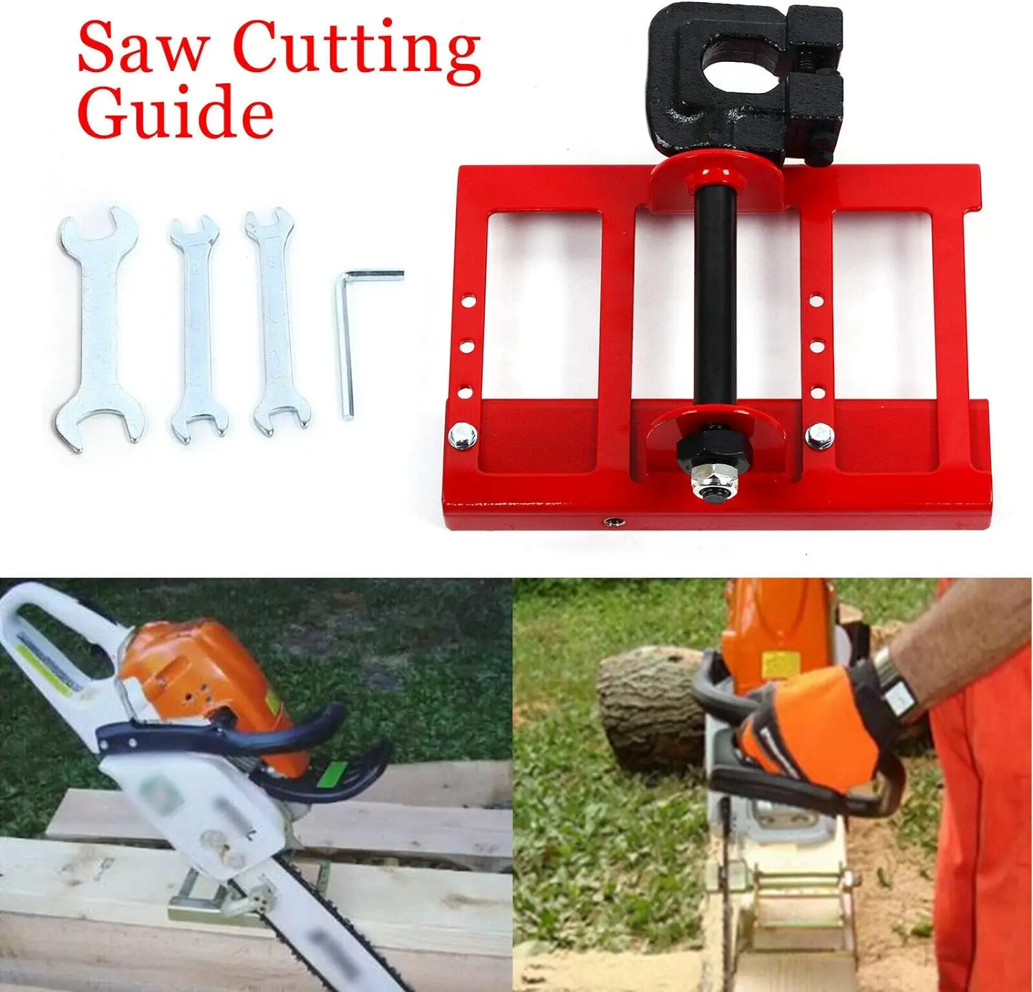 Red Chainsaw Mill: Durable Steel Guide Saw for Precise Lumber Cutting