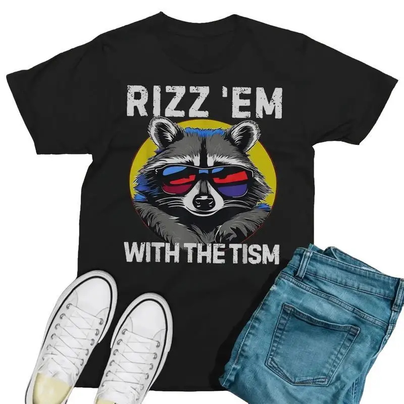 

Funny Raccoon Meme Rizz Em With The Tism T-shirt