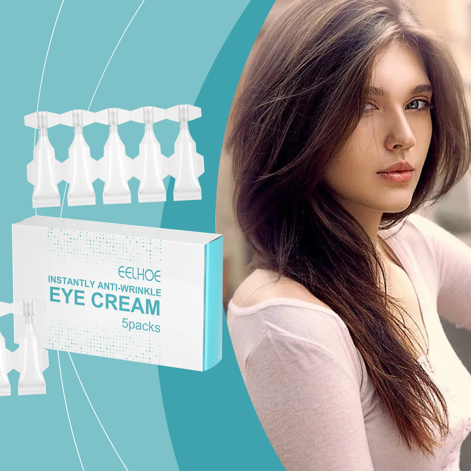 ​ EELHOE-crema antienvejecimiento para ojos, eliminador de bolsas para ojos, reafirma la elasticidad de la piel, crema para ojos con ácido hialurónico aumentado, 5 uds.