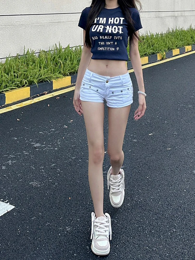 مثير الأمريكية Y2K ort orts المرأة منخفضة الخصر الدنيم سوبر ort السراويل الصيف جديد وصول ضيق صالح Bodycon ألف خط السراويل الساخنة