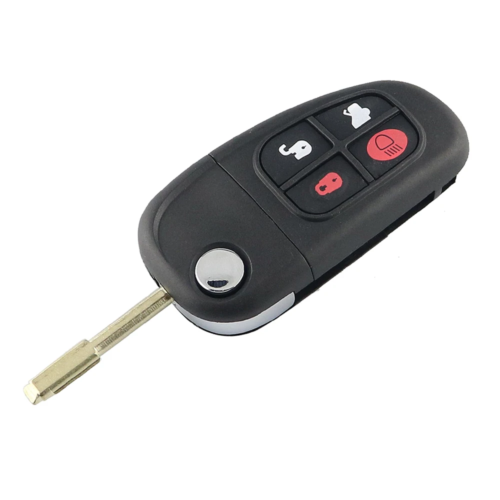 Remote Car Key Shell For Jaguar X-Type S-Type XJ XJR XKR XF XK XJ8 E 1999-2009 Smart Key Case No Logo 4 Botton Rubber Pad Uncut