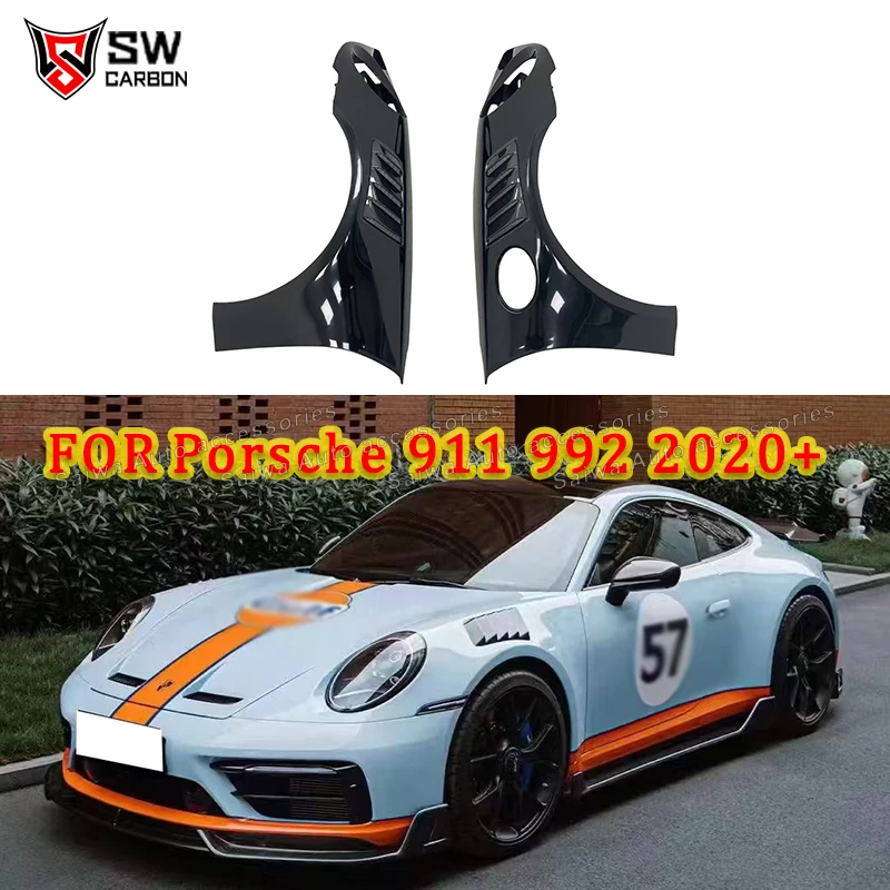 

Переднее крыло RS для Porsche 911 992 Carrera/Targe S/4/4S 19-21 Комплект обшивки переднего крыла из углеродного волокна 992 Боковое крыло автомобиля