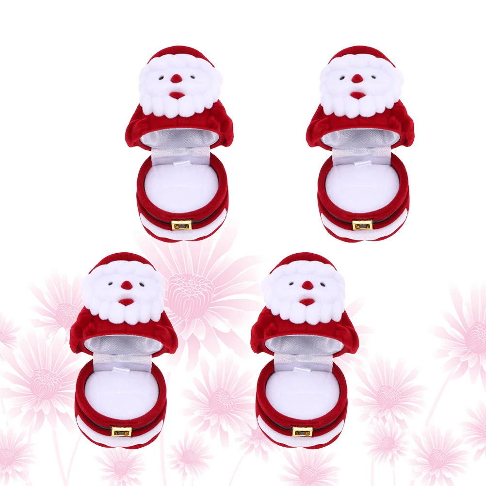 

4 Pcs Santa Claus Jewelry Box Earring Storage Gifts Case Fine Necklace Shape Design
