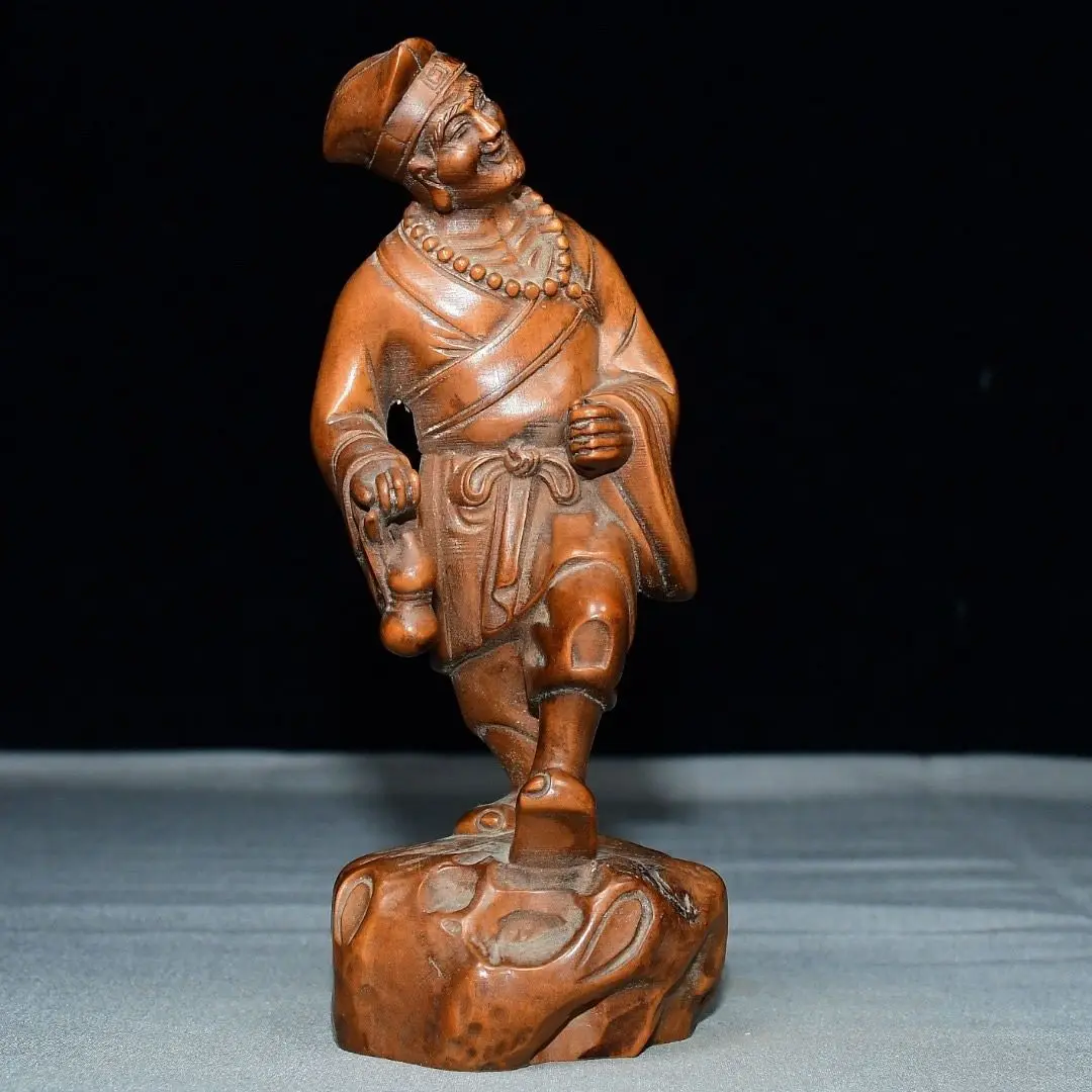 Hand Carved Wood standing Jigong Statue Figurine Home Desktop Ornament Craft Gift