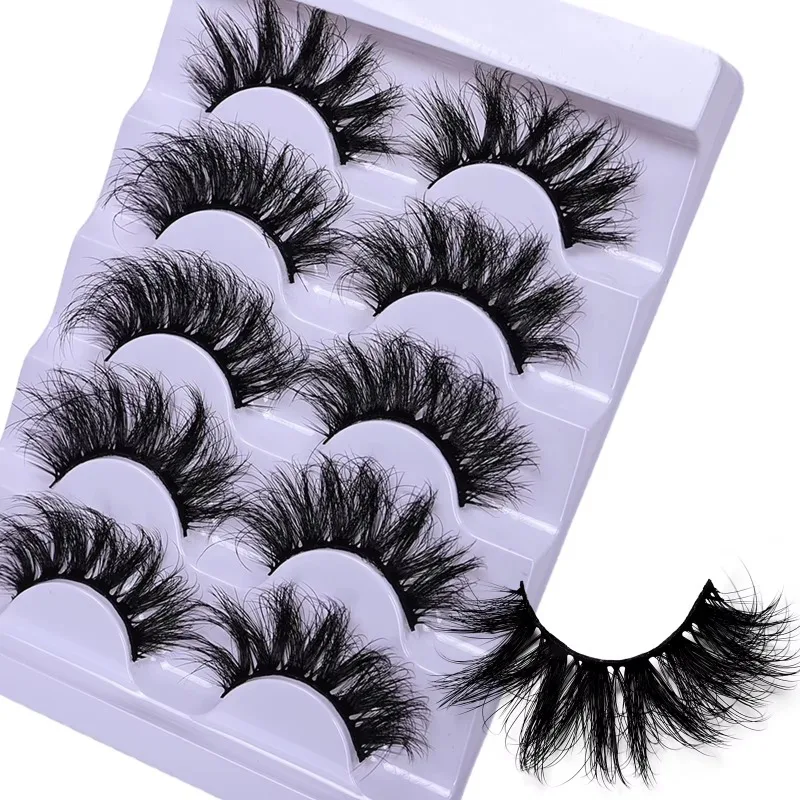 Soft Curly Fluffy Thick Fake Eyelashes 5 Pairs Reusable Strip Lashes Festival Holiday Social Media Portrait Eye Glam Look
