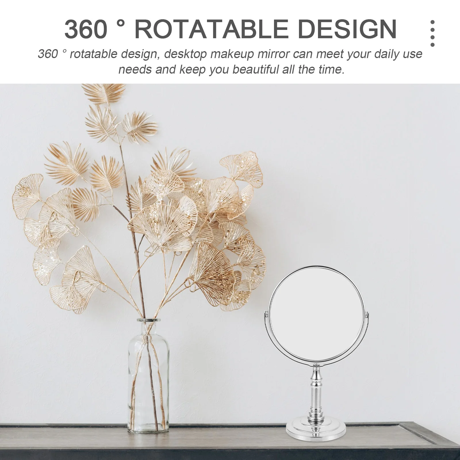 

Countertop Vanity Mirror Handheld Mini for Desk Make up Metal Desktop Makeup Small