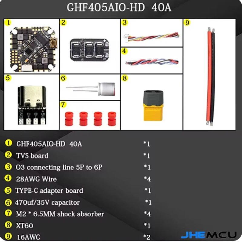 JHEMCU GHF405AIO HD Betaflight F405 OSD Flight Controller z 40A ESC PWM Dshot600 2-6S dla Toothpick RC FPV Racing Drone Toys