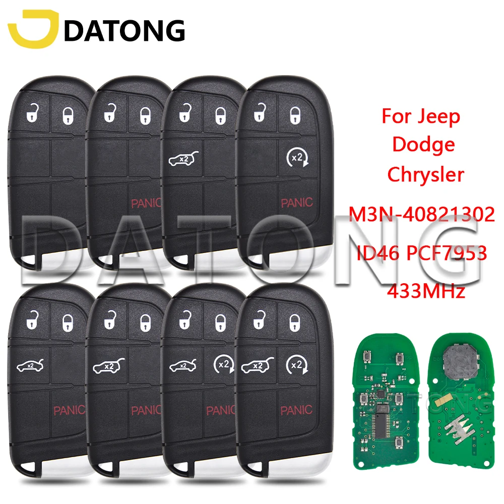 Datong World Car Remote Control Key For Jeep Grand Cherokee Dodge Charger Journey Chrysler 300 M3N-40821302 ID46 PCF7953 433MHz