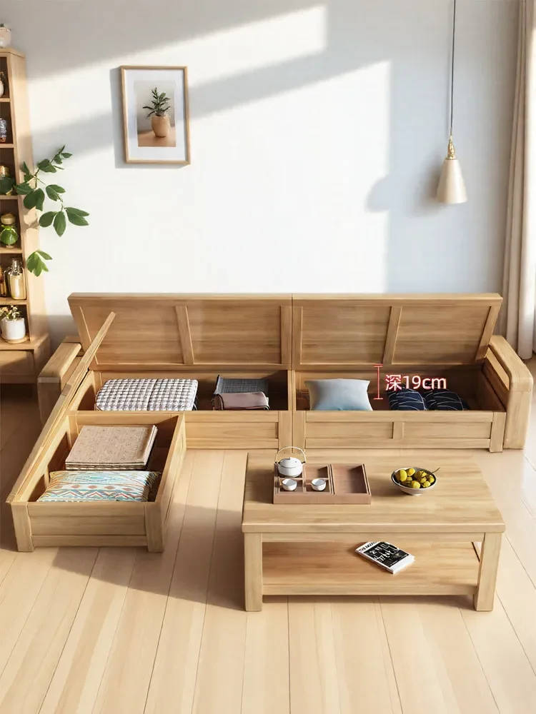 LLMM3 Nordic solid wood sofa winter and summer dual-purpose high box storage sofa simple sofa combination