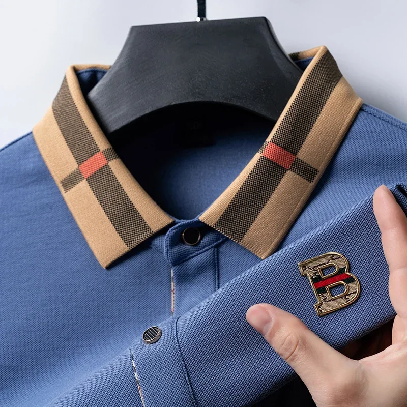 2024 Summer Luxury Brand Men\'s New Fashion Collar Embroidered Polo Shirt Fashion Casual Short Sleeve Street Men\'s Clothing