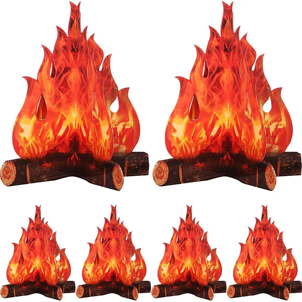 Runt 1pc Paper Safe Fake Camping Fire Torch ,Christmas Party Decor ,Halloween Table Decoration, Festive Party Fireplace Decor