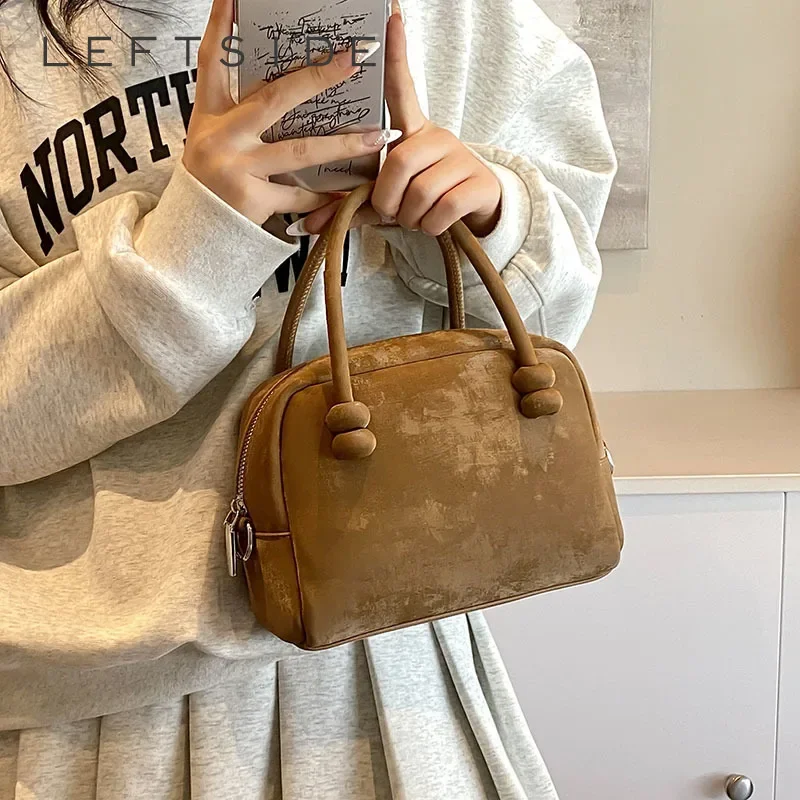 

LEFTSIDE Small PU Leather Crossbody Bags for Women 2024 Y2k Korean Fashion Shoulder Bag Simple Handbags with Short Handle