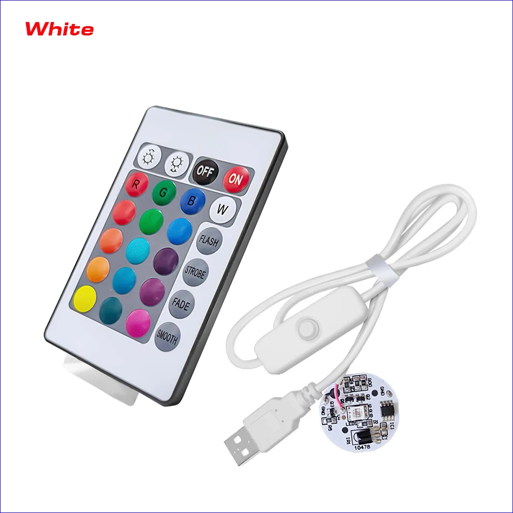 COMPYI DC5V USB Power Input Colorful gradient LED RGB Light Board with Black Or White 1meter Cable and Remote Control