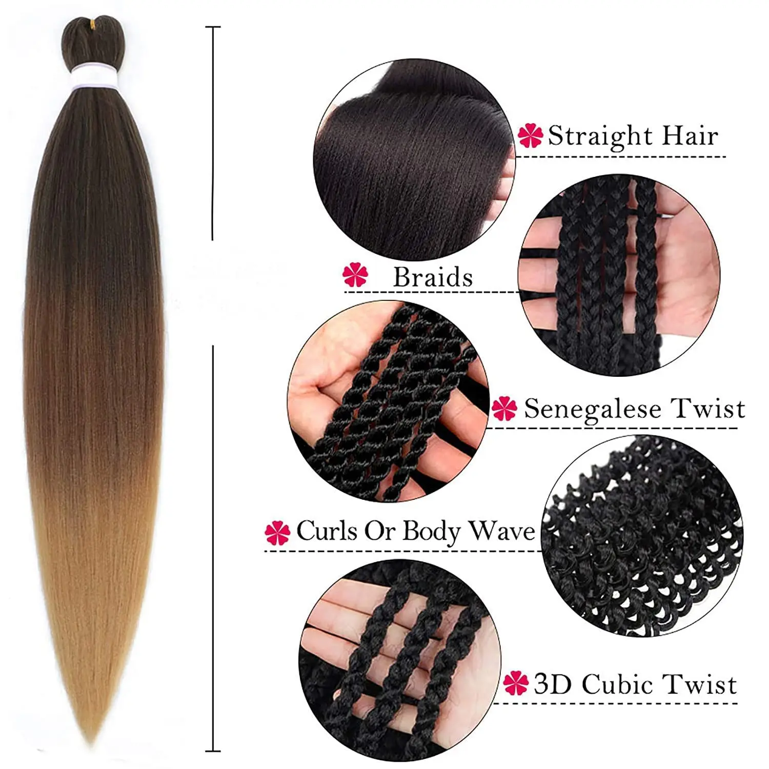 26 inch 1 piece per package synthetic easy braids yaky pre-stretched hair hot water setting available synthetic crocheting hair image 4