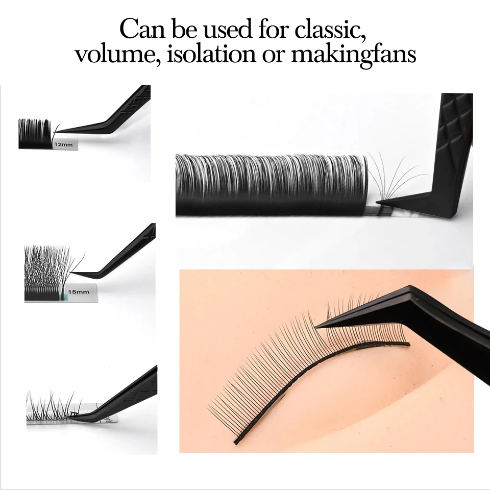 جديد 1 قطعة مكافحة ساكنة الزاوية اليمنى وملقط منحني لملحقات رمش وعزلة الحاجب نانو دقيقة لاش الملقط أداة #5