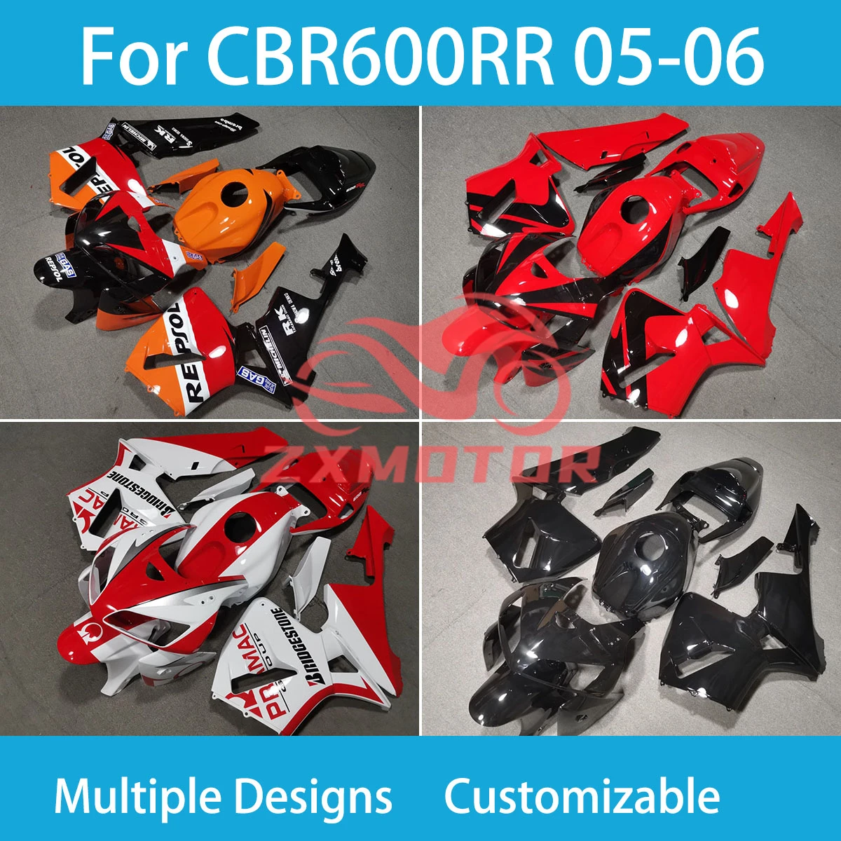 

Комплект обтекателя мотоцикла CBR600RR 2005 2006, полностью обтекатели из АБС-пластика, кузов для Honda CBR600 RR 05 06