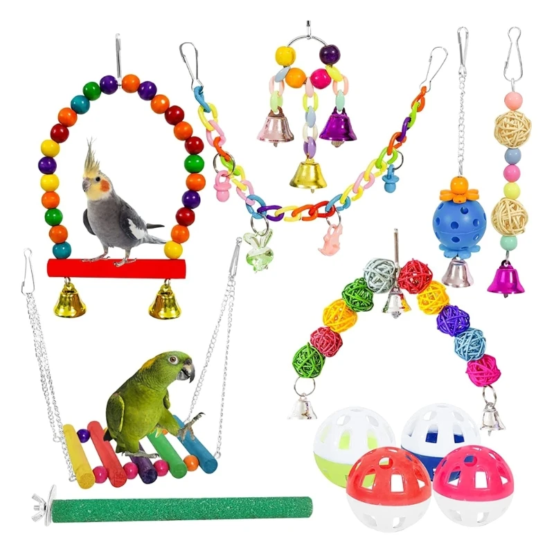 

Bird Swing Perch Parrots Gym Toy Set for Small Size Birds for Cage Decoration
