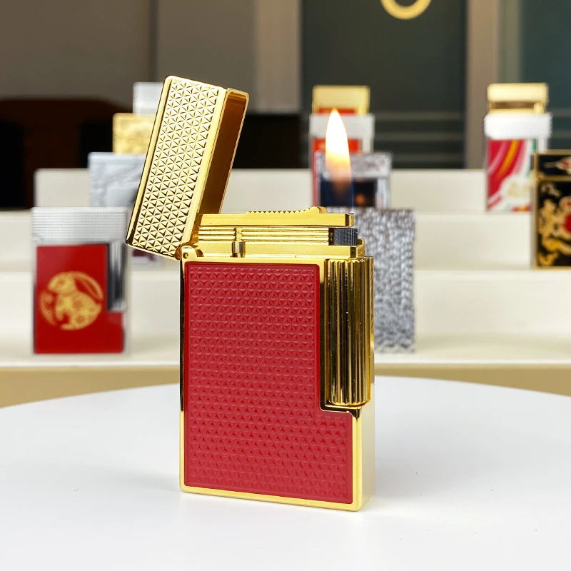Commemorative Edition Luxury Butane Lighter Single & Double Flame Ping Sound Natural Paint Cigarette Smoker 11279