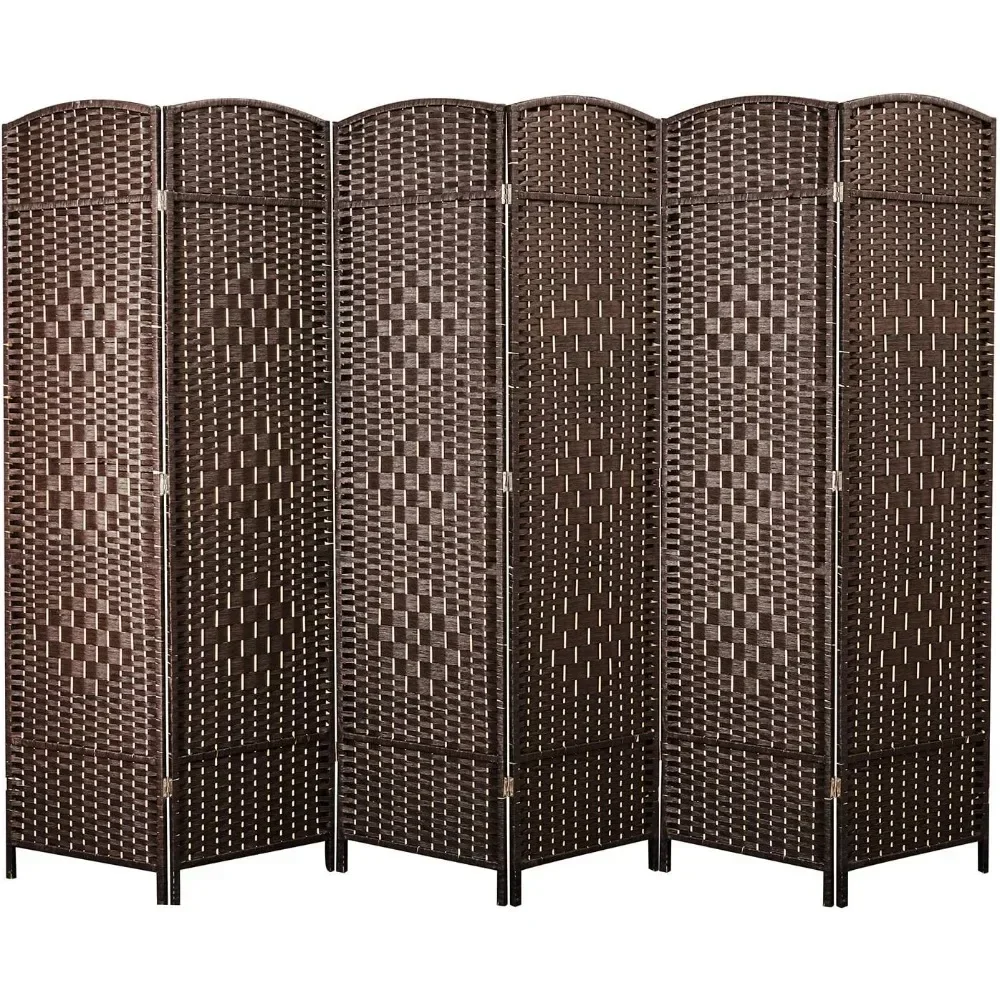 Room Dividers, Natural Fiber Folding Stainless Steel Hinge Privacy Screen and 6-panel Room Dividers