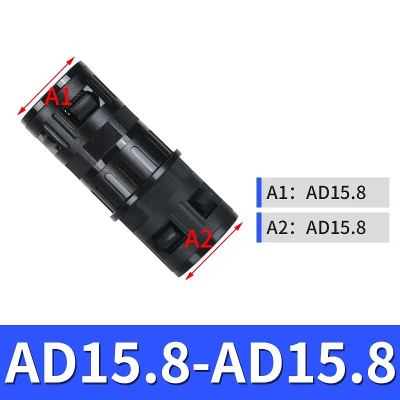 10 Stuks Gegolfde Pijpconnector PA66 Nylon Rechtstreekse Butt Joint Tweeweg Waterdichte Gelijke Diameter Vaste Kop Plug-in