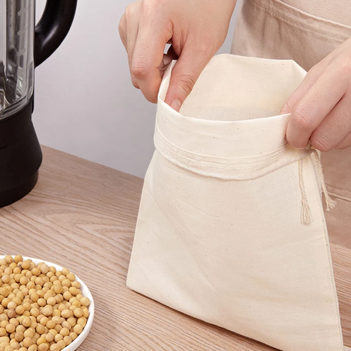 Sacchetti di latte di noci riutilizzabili filtri sacchetto di garza di cotone naturale non sbiancato cibo formaggio Yogurt filtro cucina filtro a rete Fine