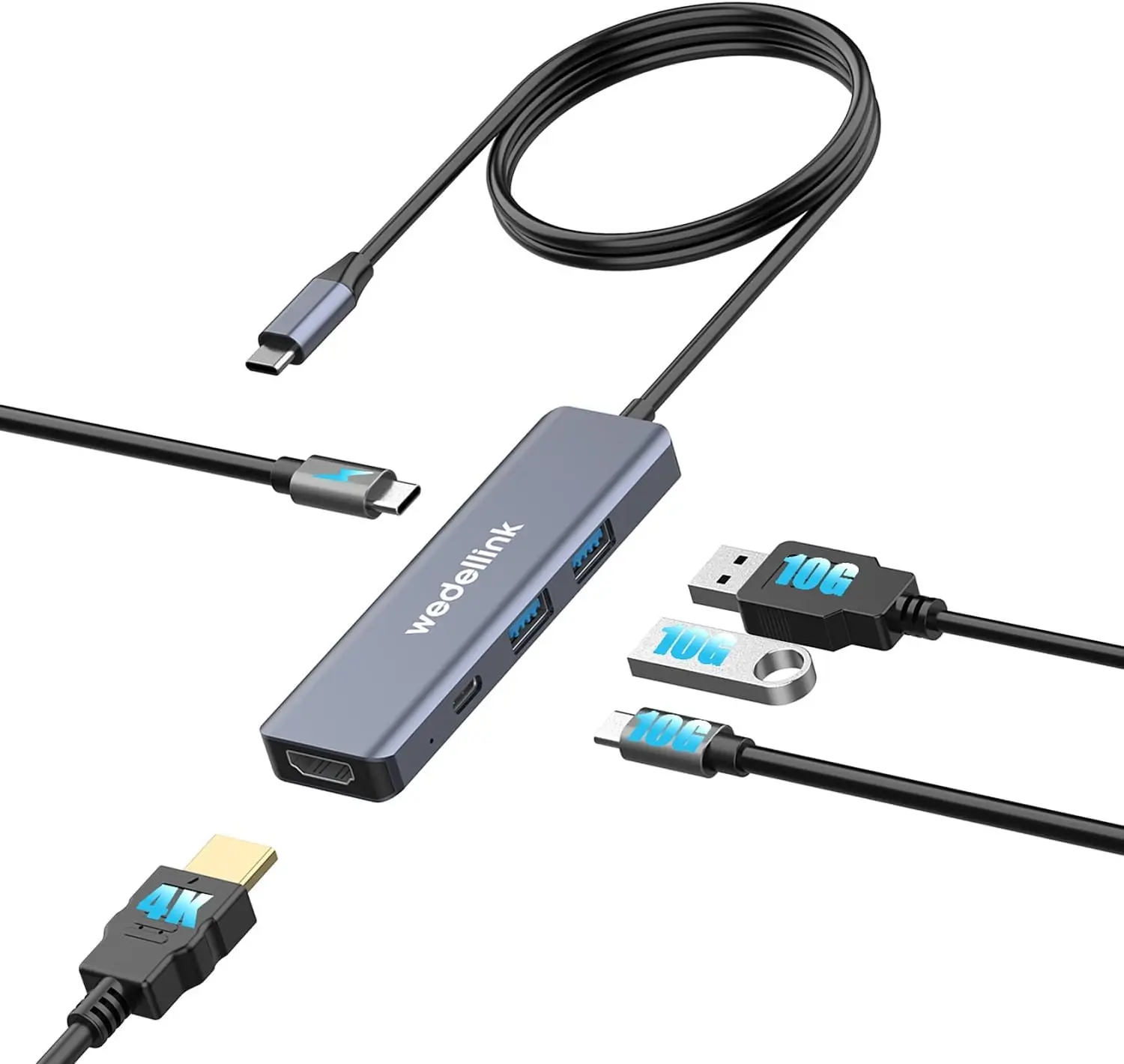 

5-in-1 USB C Hub with HDMI 4K, 100W PD Fast Charging, and High-Speed Ports for Laptops and Tablets