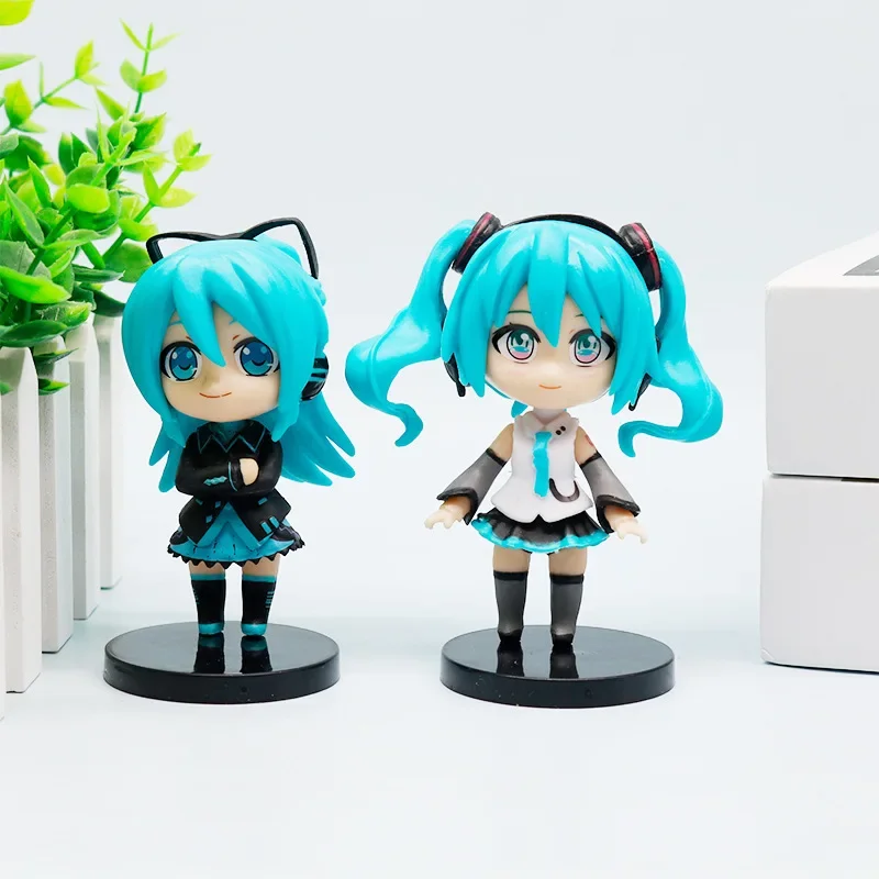 6PCS/Set  Anime Hatsune Miku Action Figures Mini Q Version Character PVC Model Table Decorations Ornaments Collectible Toys Gift