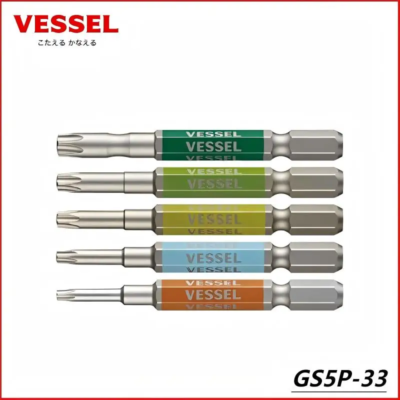 

Набор бит VESSEL GS5P-33/GS5P-34 GO-SAI TORX — 65 мм T10H-T30H, сильный магнит, японский автомобиль/электронный