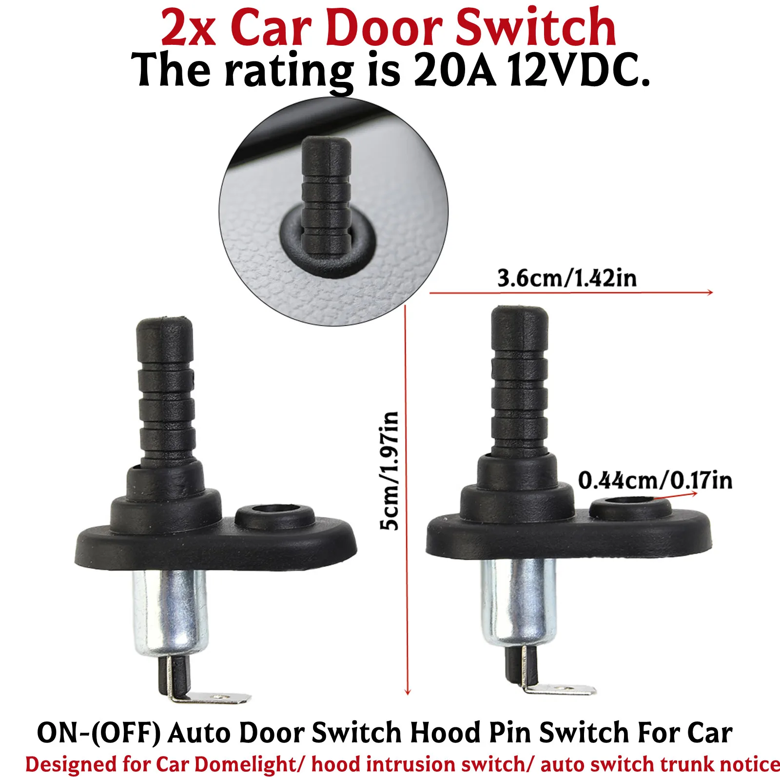

2Pcs Car Door Switch Adjustable Car Engine Truck Boat Light Hood Door Alarm Bonnet Switch Automobiles Accessories